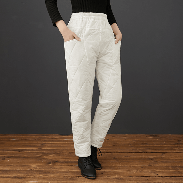 Fashion Casual Harem Cotton Trousers with Diamond Pattern - MRSLM