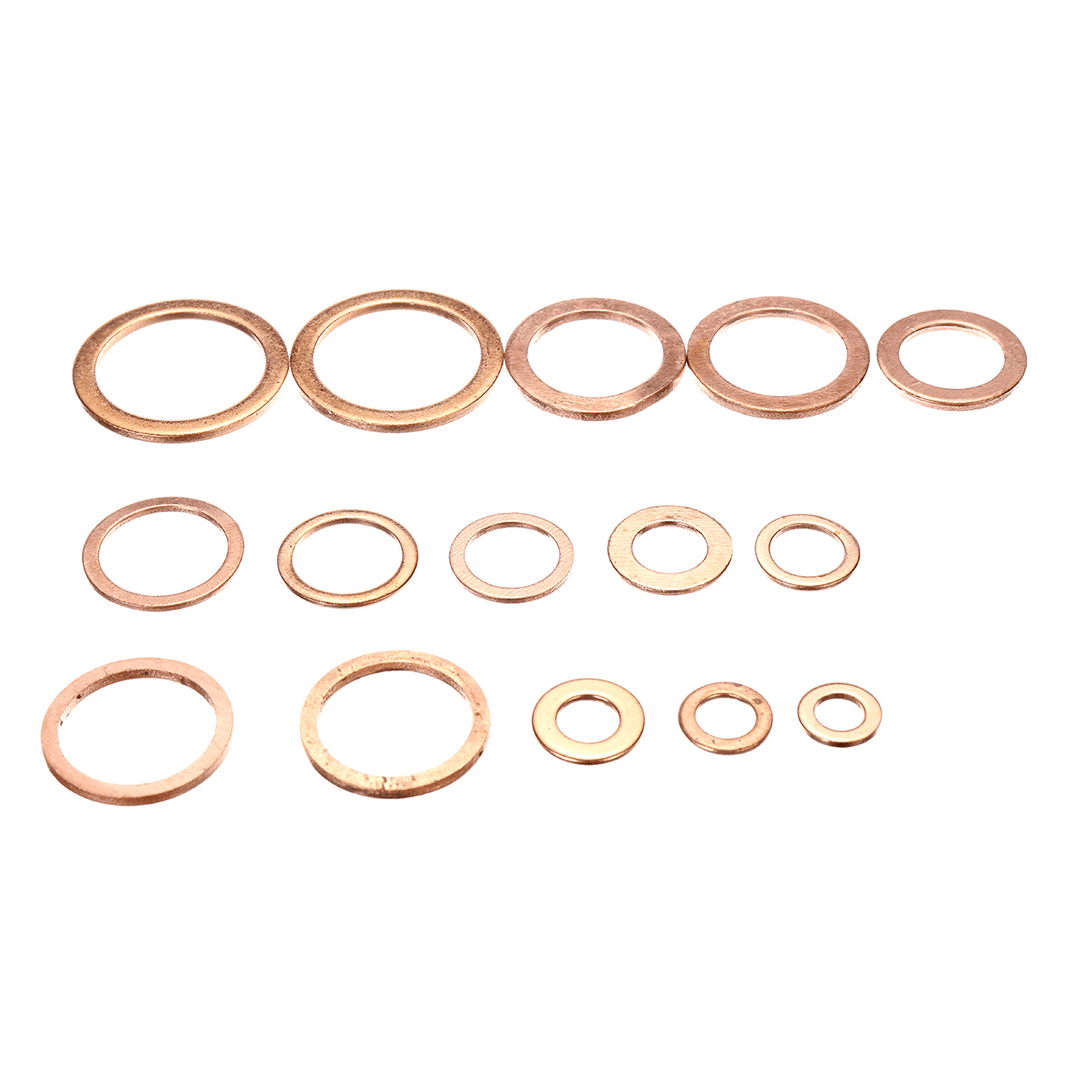 280Pcs 12 Sizes Assorted Crush Copper Washer Gasket Set Flat Ring Seal Kit Tools - MRSLM