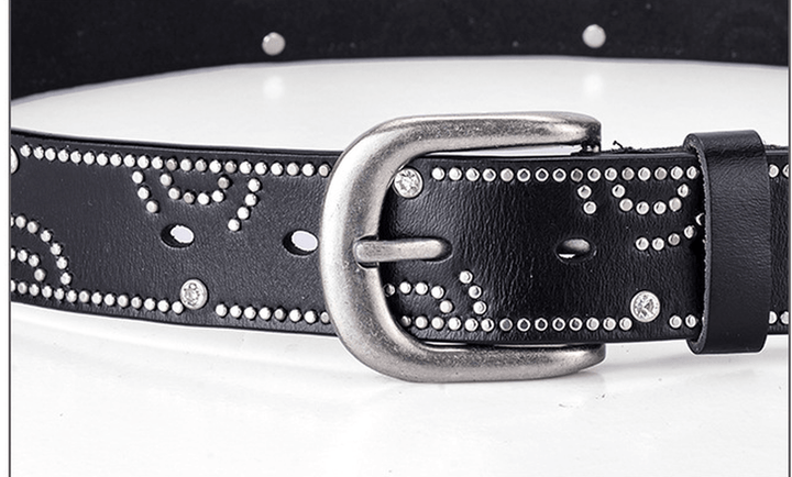 Girly Pants Belt with Rhinestone Inlaid Alloy Pin Buckle - MRSLM