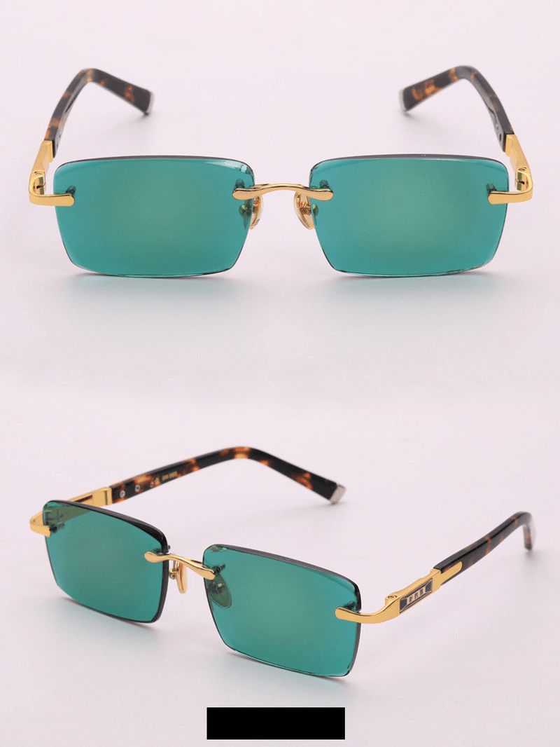 Lucky Dark Green Frameless Trimmed Sunglasses - MRSLM