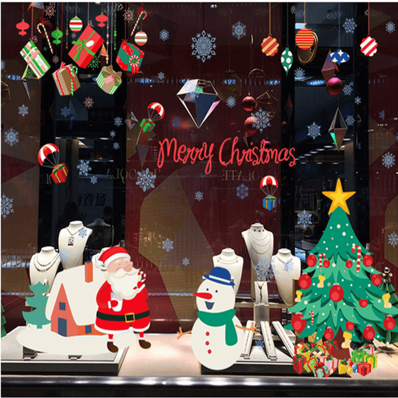 Miico ABQ9706 Christmas Sticker Cartoon Wall Stickers PVC Removable for Room Decoration Christmas Party - MRSLM