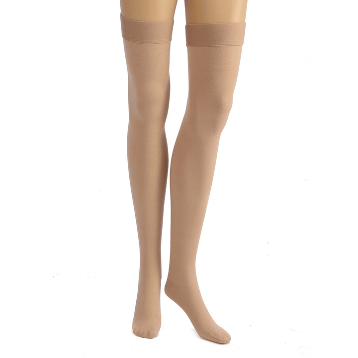 Skin Color anti Skid Compression Thigh Stocking Prevent Varicose Vein Socks Pain Relief Close Toe - MRSLM