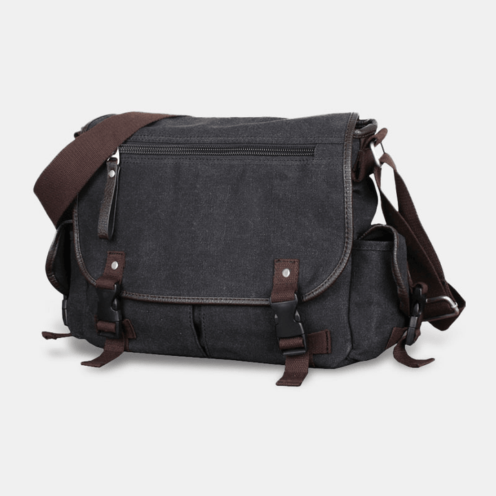 Men Vintage Large Capacity Wear-Resistant Canvas Crossbody Bag Casual Shoulder Bag - MRSLM