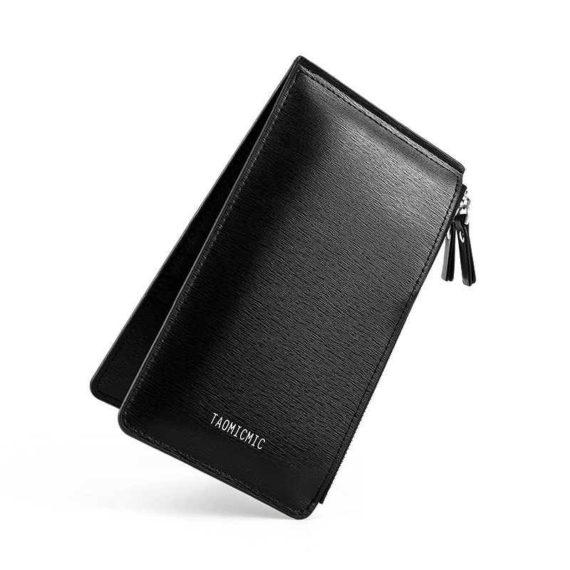 Men Faux Leather Long Wallet 17 Card Slots Holder Zipper Phone Pocket Money Wallet - MRSLM