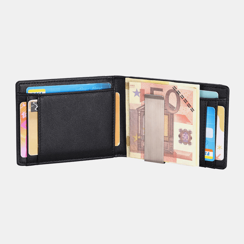Men Faux Leather Retro Business RFID Anti-Theft Multi-Slot Card Holder Wallet Money Clip - MRSLM
