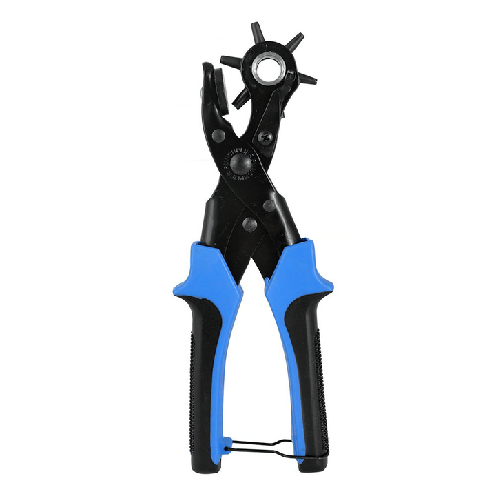 KA1 Heavy Duty Revolving Leather Belt Hole Punch Plier Tool with 2 Extra Punch Plates and Ruler Leather Craft Tool - MRSLM