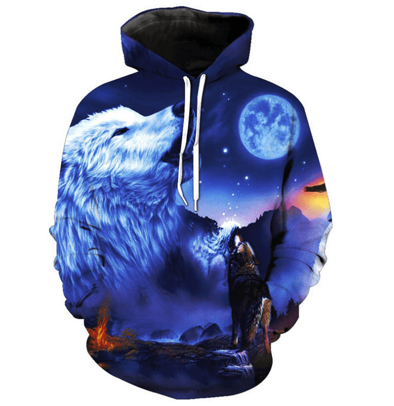 3D Digital Animal Print Hooded round Neck Sweatshirt - MRSLM