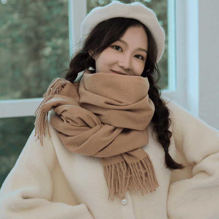 Imitated Wool All-Match Double-Sided Autumn and Winter Thickened Warm Scarf - MRSLM