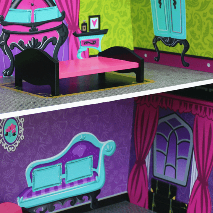 Purple Villa DIY Wood Big Doll House Dream Light Miniature Furniture Kits Big Kid Gift - MRSLM