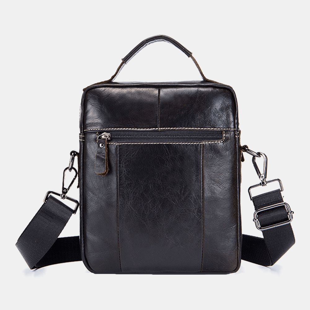 Men Genuine Leather Multi-Pocket Waterproof Vintage Handbag Crossbody Bag Shoulder Bag - MRSLM