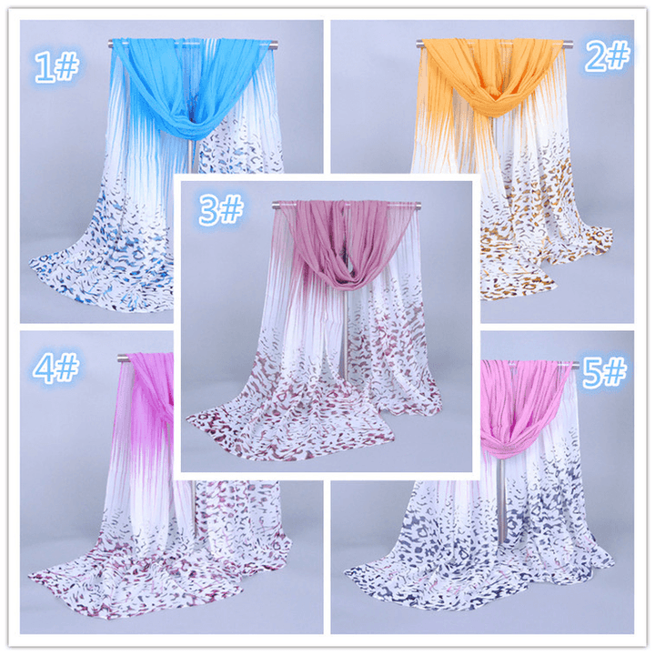 Leopard Print Chiffon Long Women'S Scarf - MRSLM