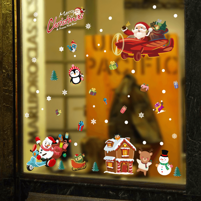 Miico SK9245 Christmas Sticker Cartoon Animals Wall Stickers Removable for Christmas Decoration - MRSLM