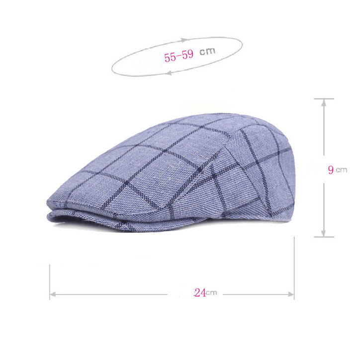 Men'S Plaid Cap Cotton College Style - MRSLM