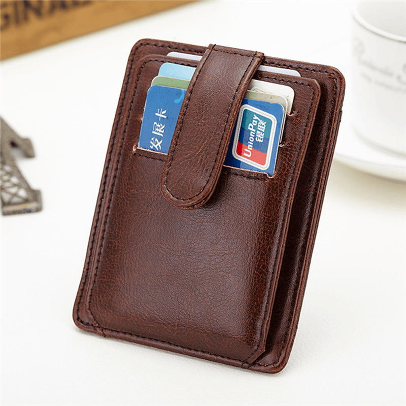 Portable Hasp 11 Card Holder Waxy Slim Short Purse Wallets Coin Bags - MRSLM