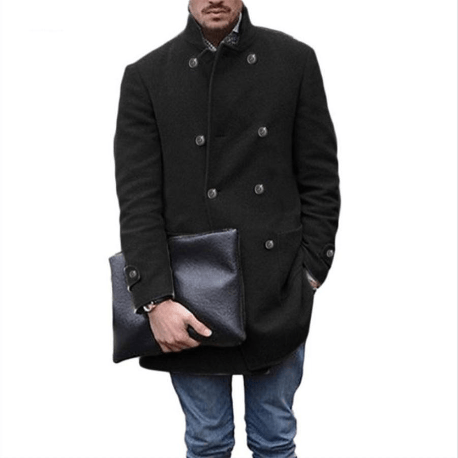 Men'S British Men'S Mid-Length Long-Sleeved Woolen Coat - MRSLM