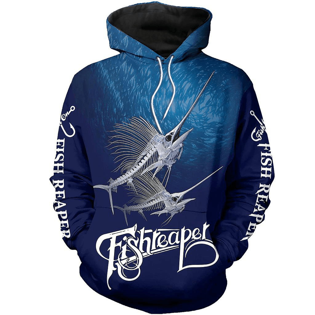 Fishing Enthusiasts Hoodie Digital Printing Outdoor Sports Loose Hoodie with Hood - MRSLM