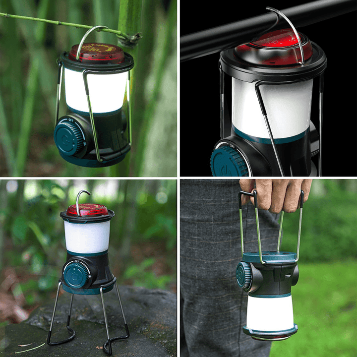 Multifunction Camping Light 3 Modes USB Rechargeable Hanging Tent Lamp Power Bank with Bracket - MRSLM