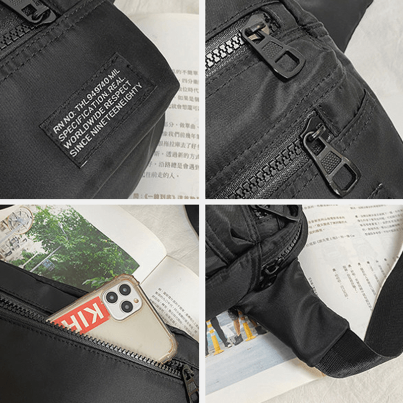 Men Nylon Lightweight Casual Waterproof Wear-Resisting Chest Bag Crossbody Bag Shoulder Bag - MRSLM