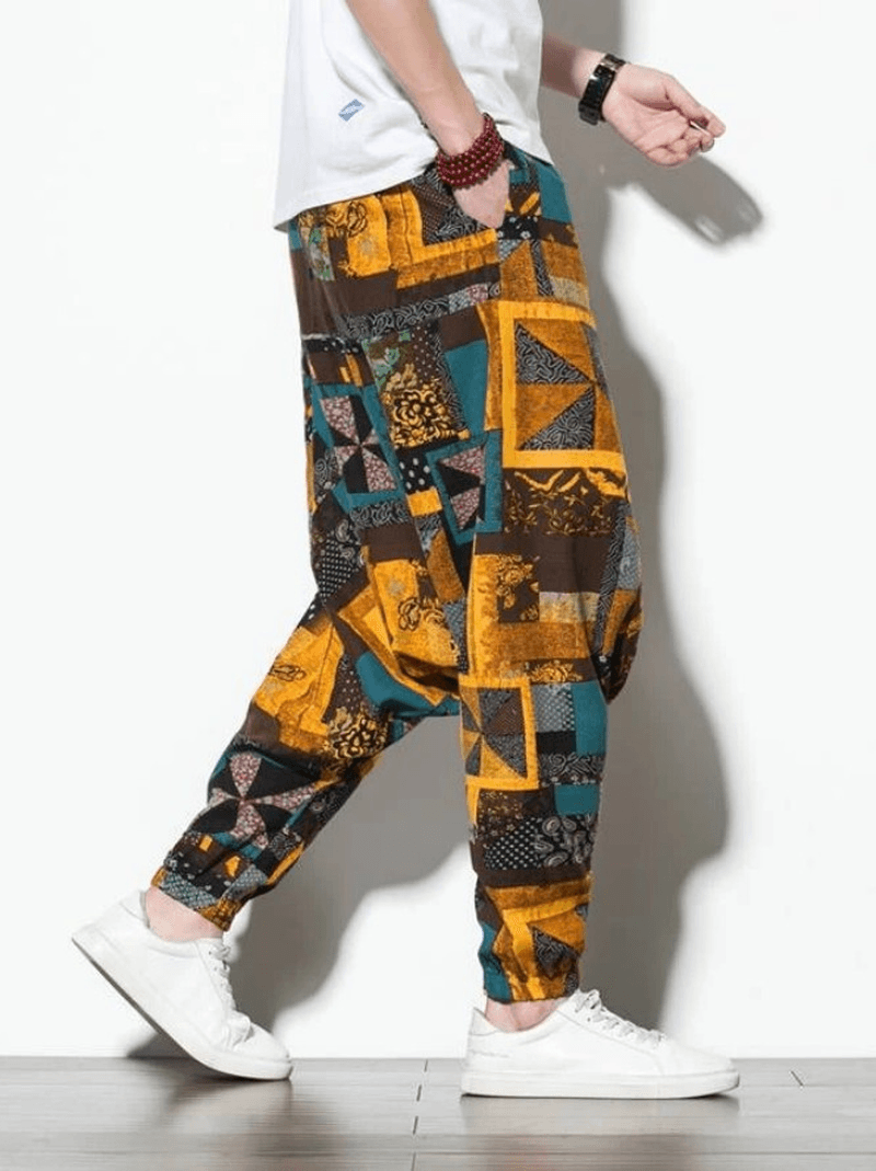 Men's loose casual color block trousers, view 2 - MRSLM