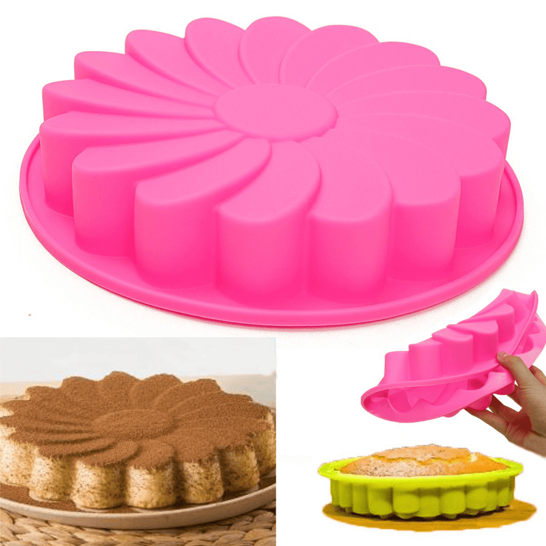 9'' Silicone Flower Cake Chocolate Bread Mould Bakeware Pan Cake Pan Baking Tool - MRSLM