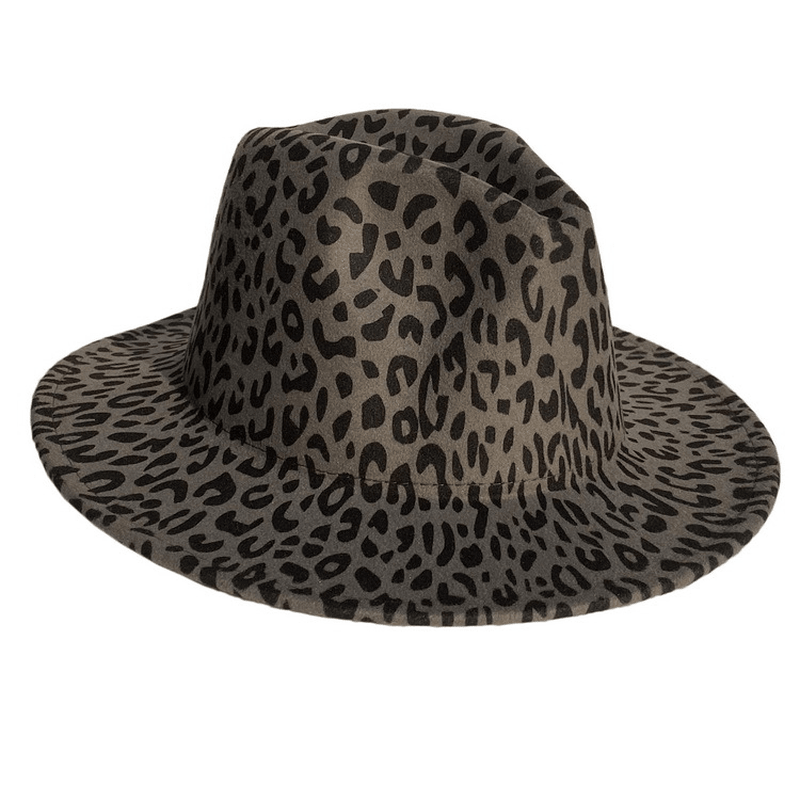 Woolen Leopard Print Top Hat with Flat Brim - MRSLM