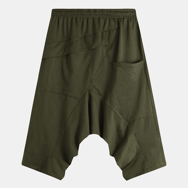 Men'S Army Green Cotton Shorts Drop Crotch Pants - MRSLM