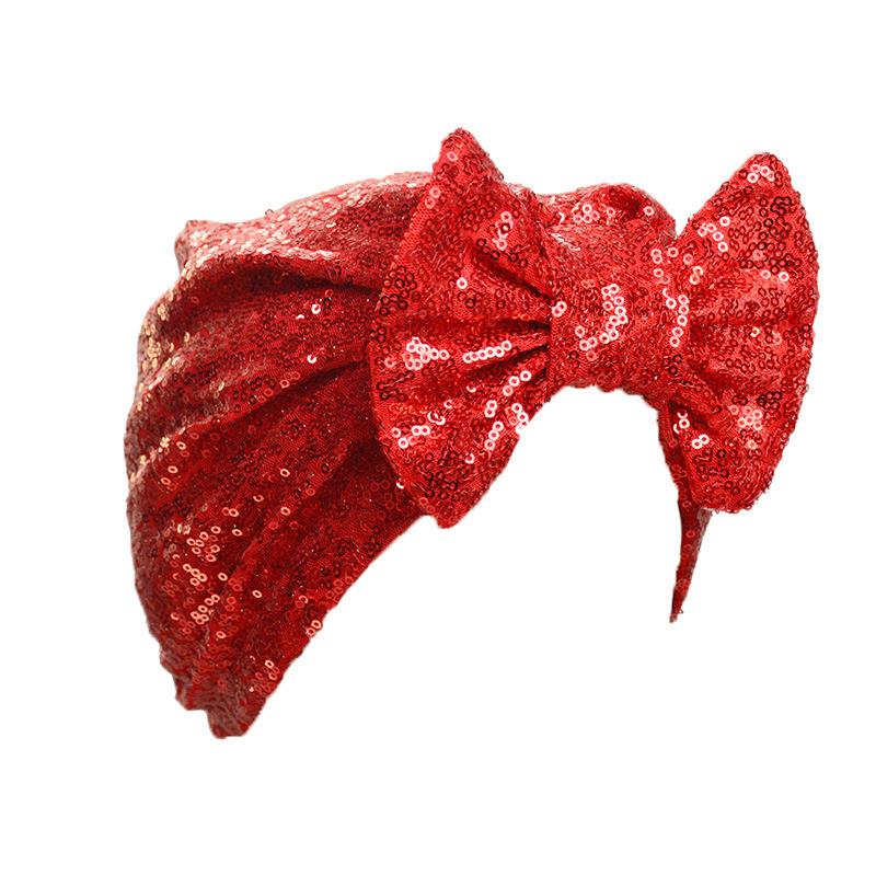 Ladies Fashion New Sequin Bow Bandana Hat - MRSLM