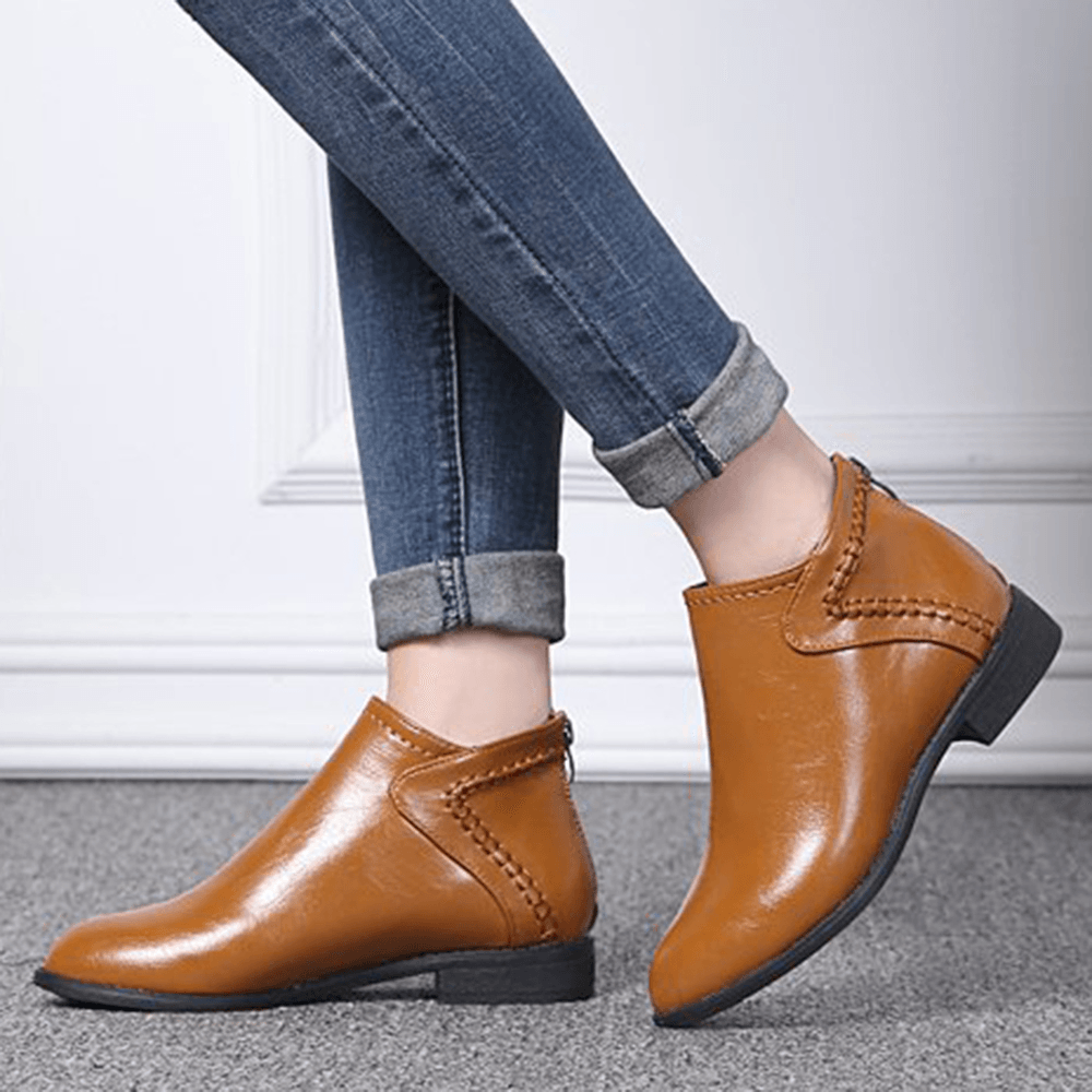 Women Casual Comfy Zipper Ankle Boots - MRSLM