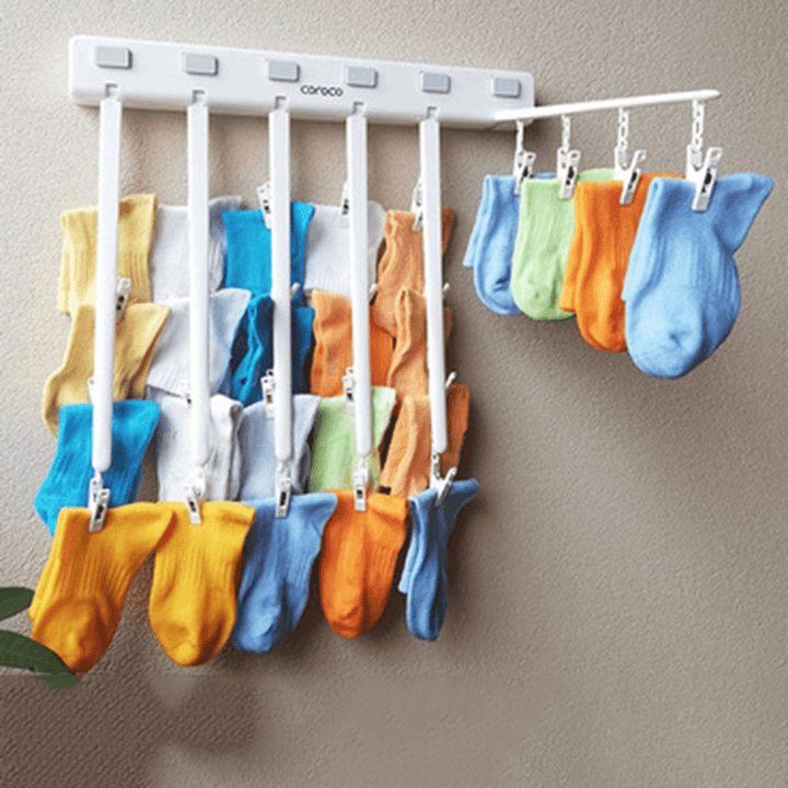 Multi-Function Folding Air Dry Rack Hole Free Clothes Rack Balcony Sock Dry Rack for Indoor Clothes Hanger - MRSLM