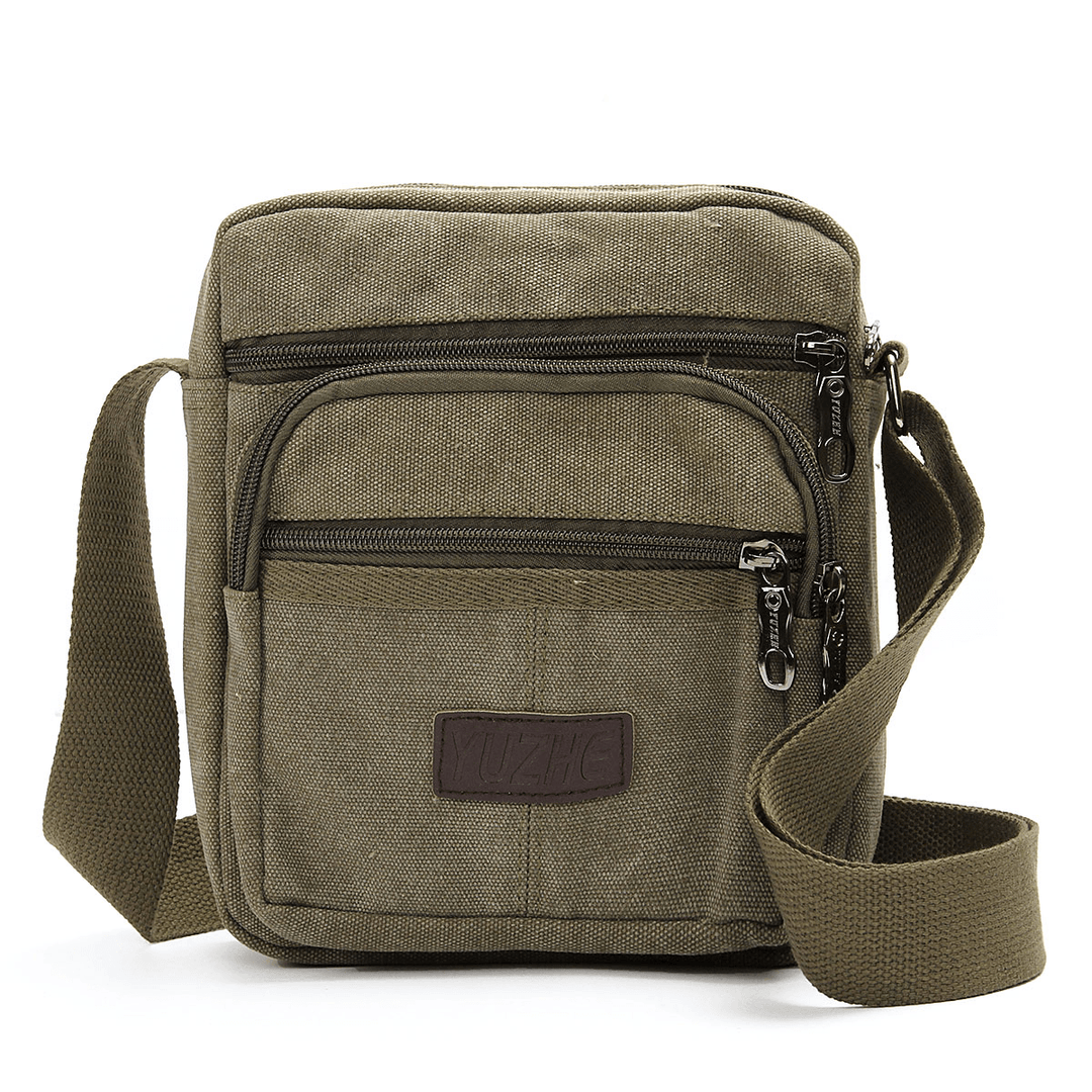 Men Casual Retro Canvas Shoulderbags Multi Pocket Crossbody Bags - MRSLM