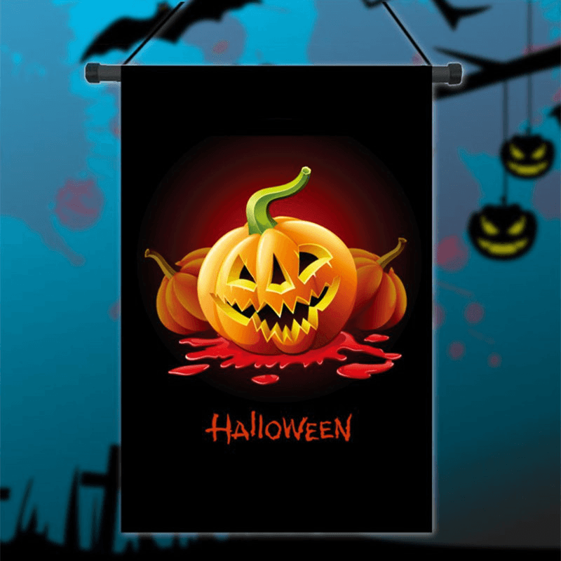 30X45Cm Halloween Polyester Demon Pumpkin Flag Garden Holiday Decoration - MRSLM