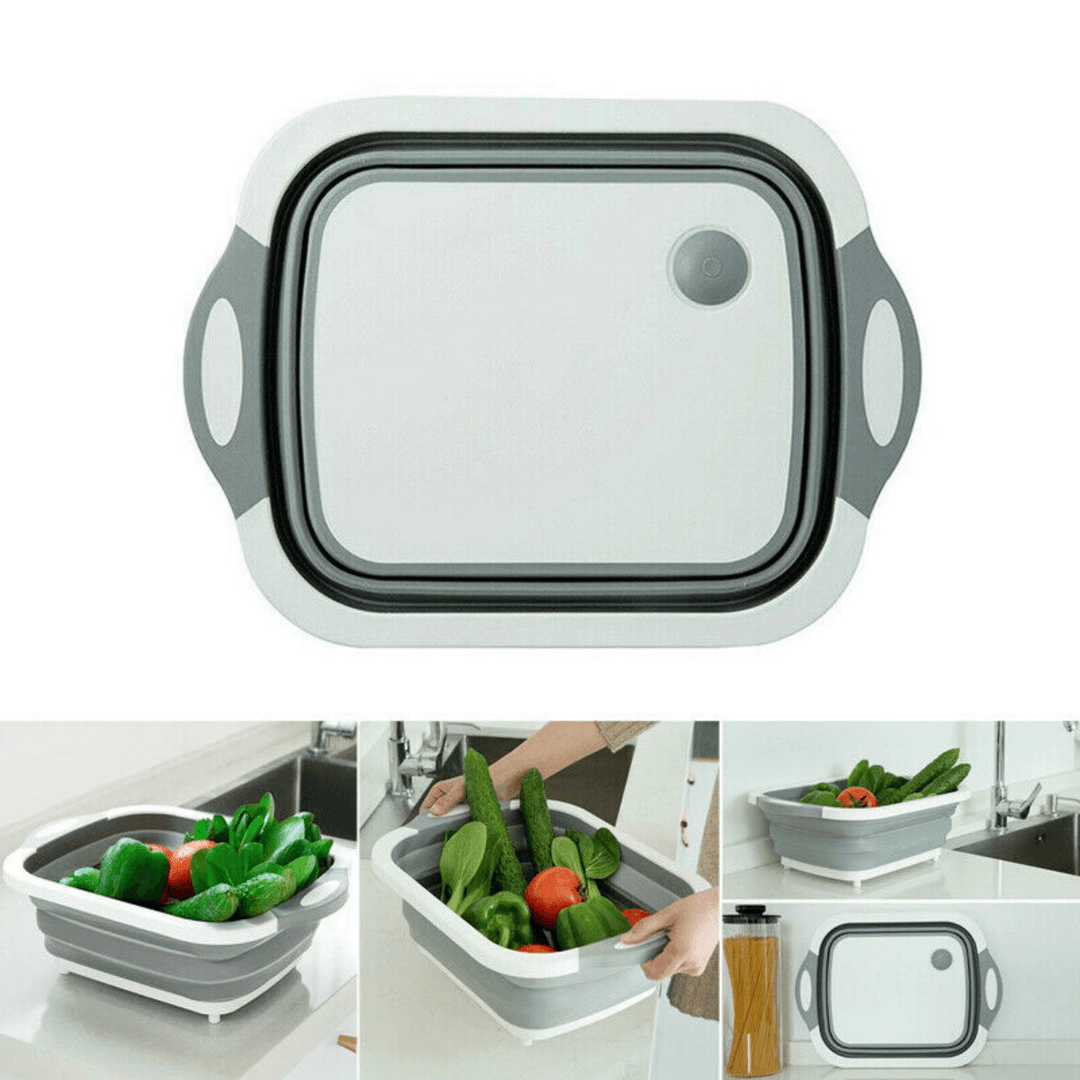 4 in 1 Foldable Multifunctional Board Tool Fruit Vegetables Sink Drain Storage Basket - MRSLM