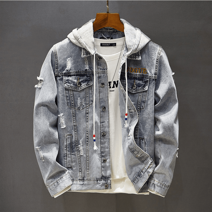 Autumn and Winter Embroidered Ripped Denim Jacket - MRSLM