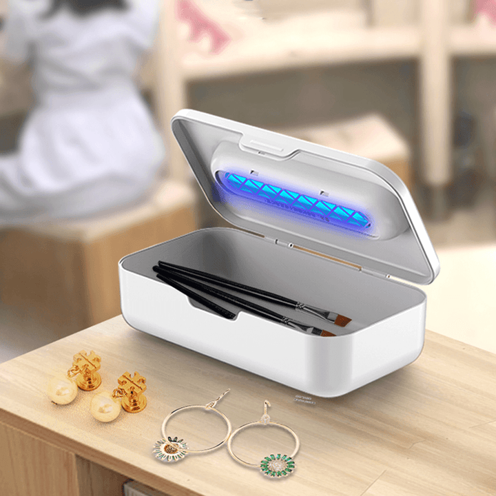 JUJIAJIA XD003 2 in 1 Multifunctional Ozone UV Sterilization Box Ultraviolet Lamp with Separate Disfectant Stick USB Charging for Mobile Phone Cosmetics Jewelry Toys Sterilization - MRSLM