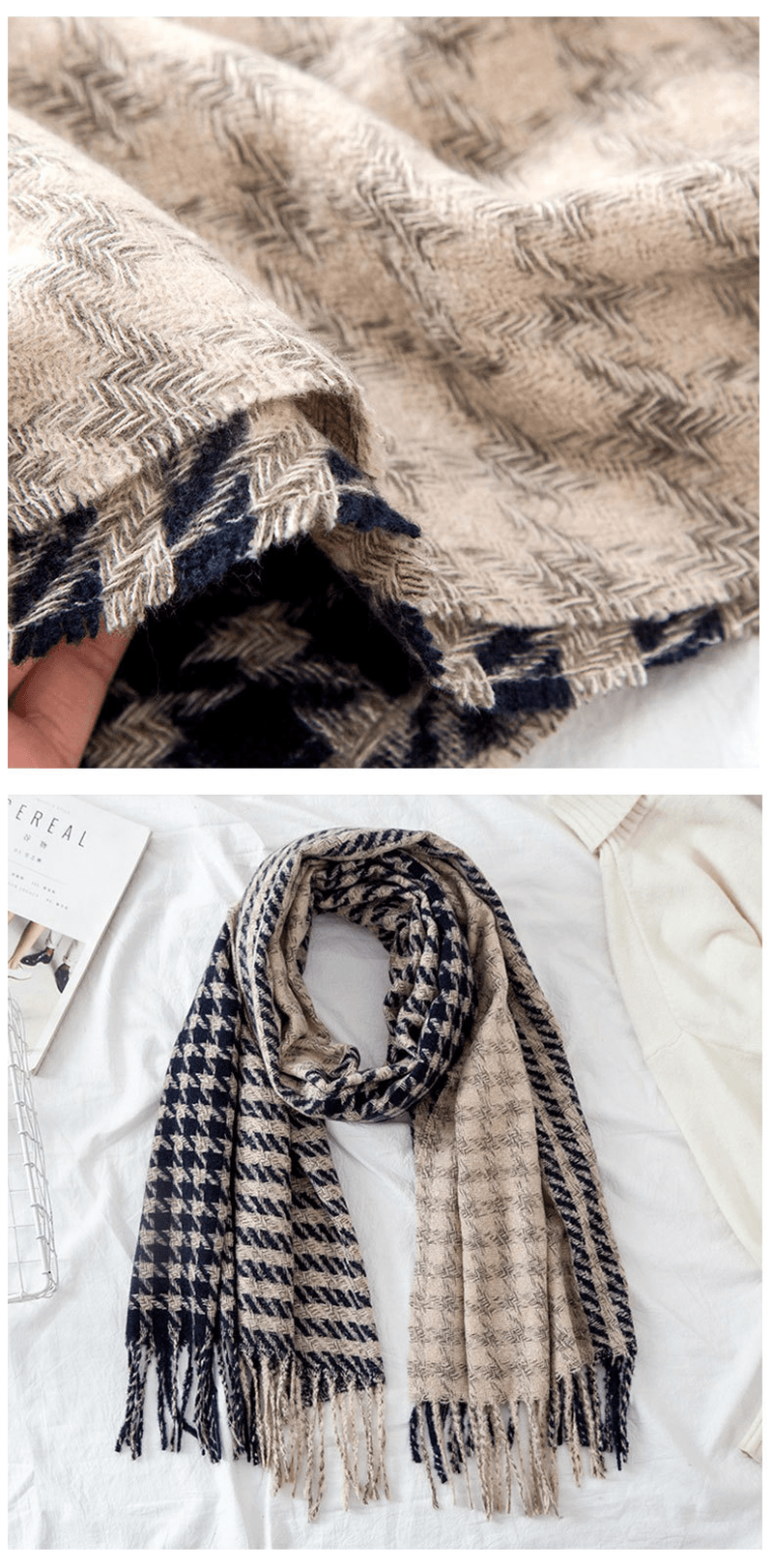 Fashion Color Matching Cashmere Padded Warm Scarf - MRSLM