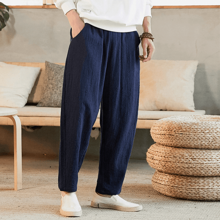 Loose Size Straight Youth Linen Casual Pants - MRSLM