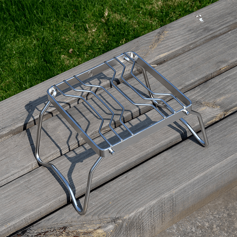 Outdoor Stainless Steel BBQ Grill Cooking Stove Holder Folding High Stability Heat-Resistant Durable - MRSLM