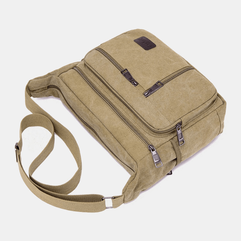 Men Canvas Large Capacity Simple Shoulder Bag Crossbody Bag for Travel - MRSLM