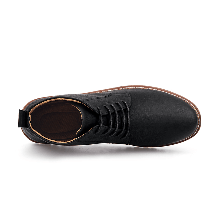 Men Simple Pure Color Comfy Microfiber Leather Slip Resistant Casual Ankle Boots - MRSLM