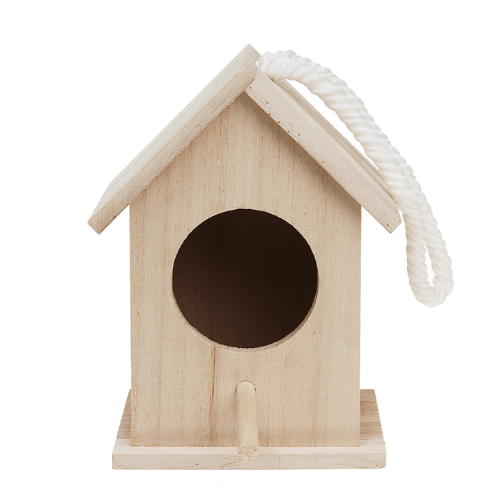 Wooden Bird House Feeder Wild Birds Nest Home Garden Nesting with Hanging Bird Net - MRSLM