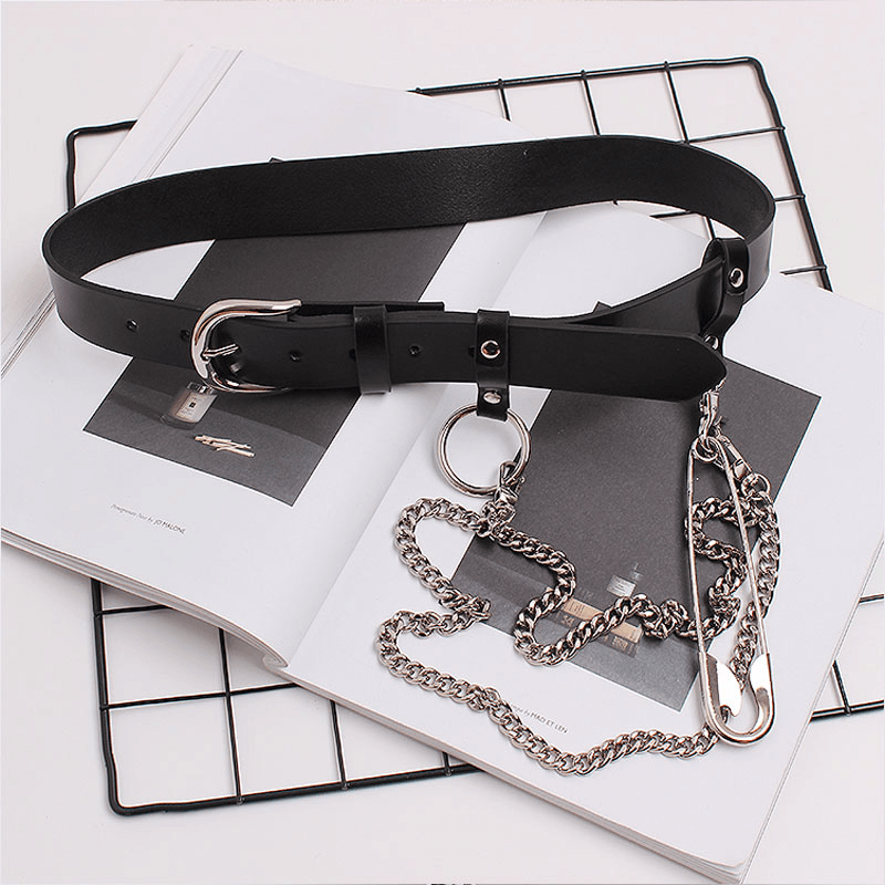 black chain belt with ring, view 4 - MRSLM