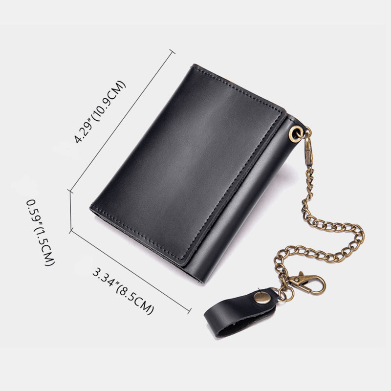 Men Genuine Leather Trifold Multi-Card Slot RFID Anti-Theft Thin Card Holder Coin Purse Wallet Cowhide Money Clip - MRSLM