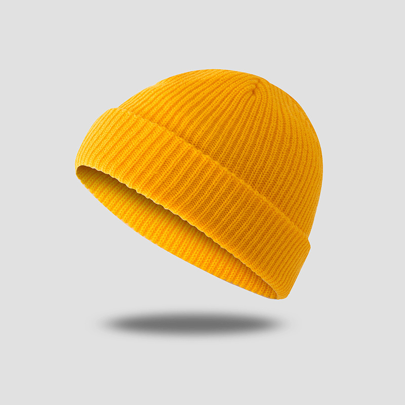 Unisex Solid Color Knitted Wool Hat Skull Caps Beanie Brimless Hats - MRSLM