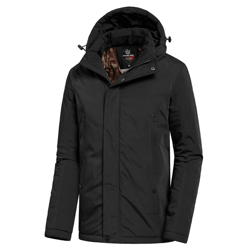 casual long thick hooded coat, view 2 - MRSLM