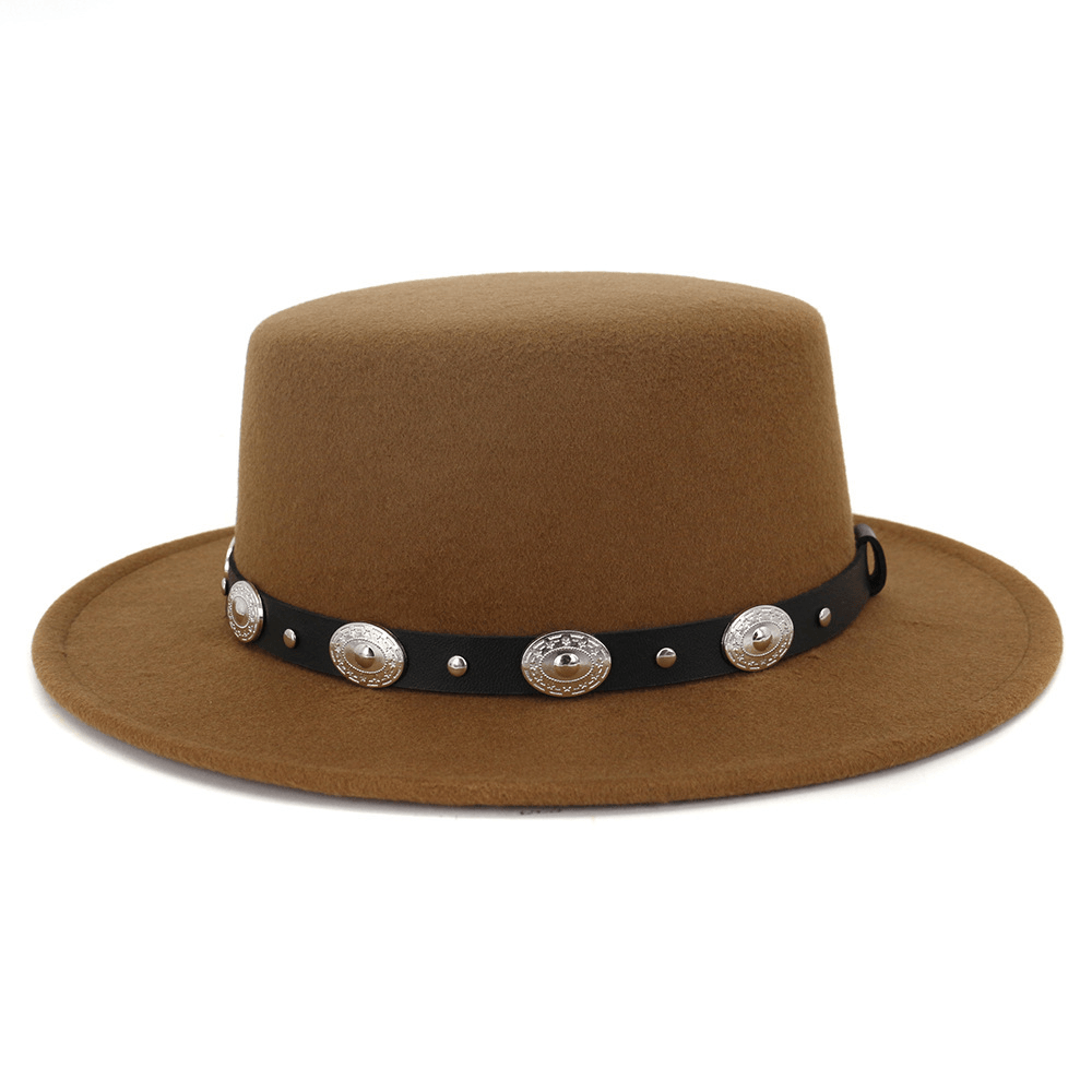 Simple Casual Warm Woolen All-Match British Fashion Metal Buckle Jazz Hat - MRSLM