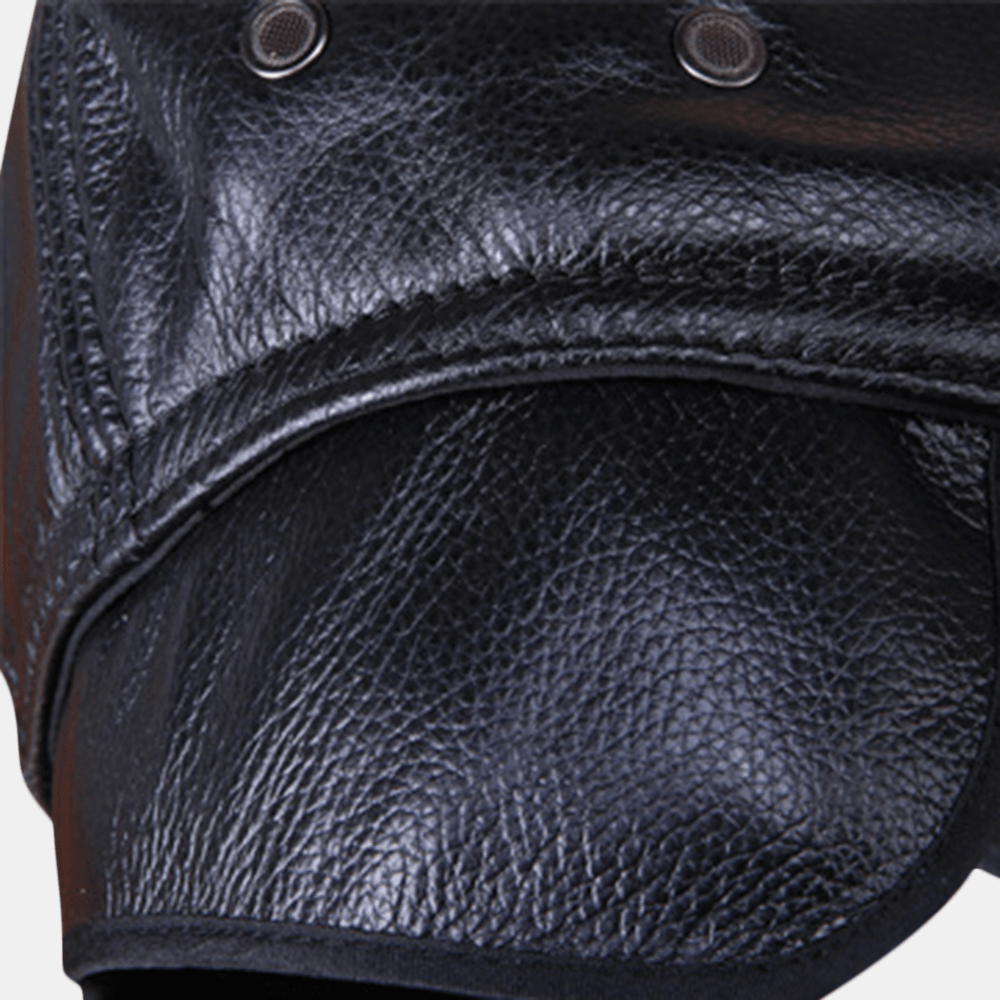 Men Vintage Genuine Leather Beret Caps Outdoor Caps Adjustable - MRSLM