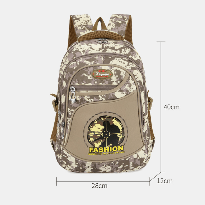 Men Nylon Waterproof Camouflage Pattern Outdoor 14 Inch Laptop Bag Travel Bag Student School Bag Backpack - MRSLM