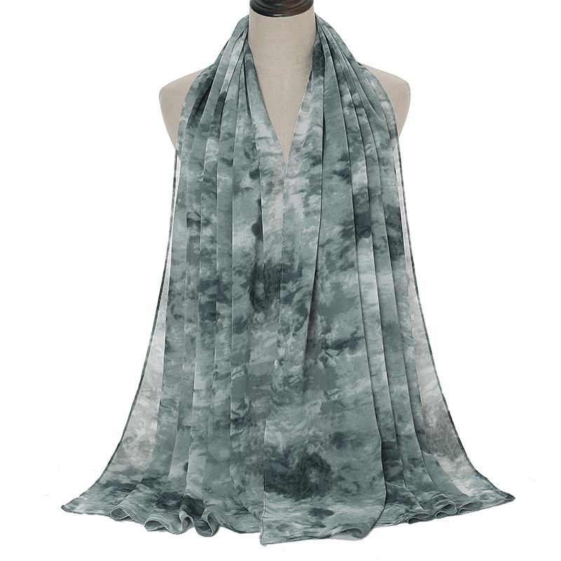 Tie-Dye Printed Pearl Chiffon Scarf Shawl - MRSLM