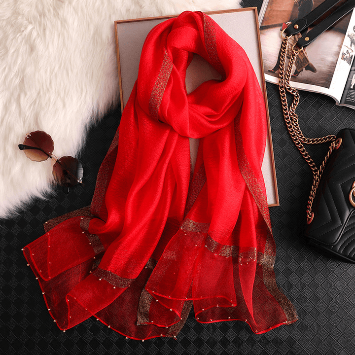 Fashion Big Red Silk Scarf Women'S Thin Scarf All-Match - MRSLM