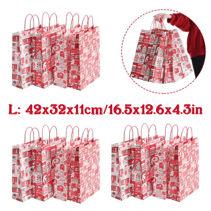 12Pcs/Lot Christmas Kraft Paper Bag Santa Gift Bag Candy Bag Christmas Party Sup - MRSLM